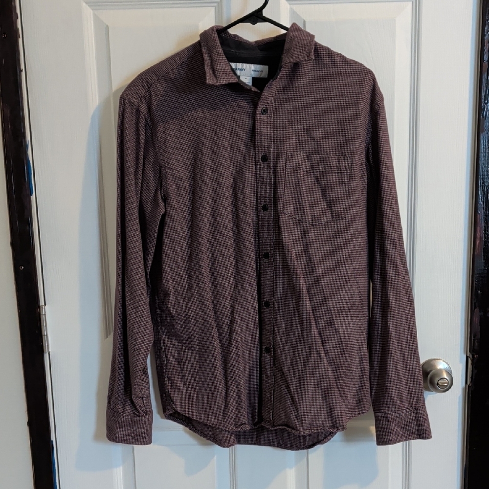 Men's Casual Button-Down Shirt - Red And Gray